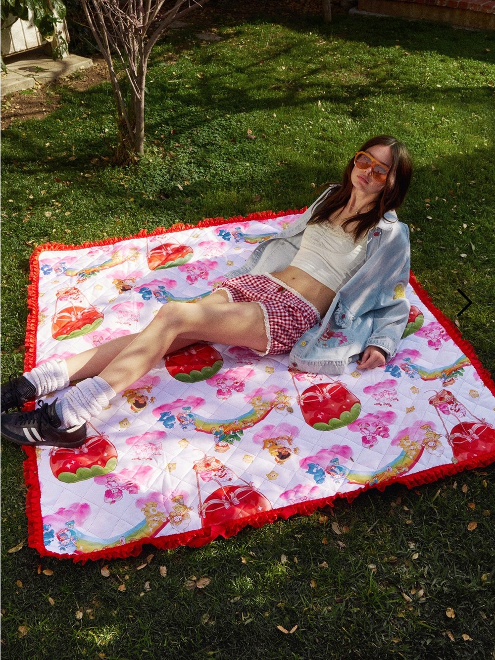 DOLLS KILL CARE BEARS X STRAWBERRY SHORTCAKE PICNIC BLANKET RARE